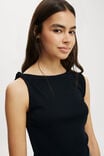 Georgia Knot Shoulder Short Sleeve Top, BLACK - alternate image 4