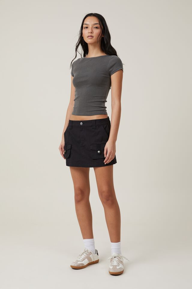 Hayden Utility Mini Skirt, BLACK