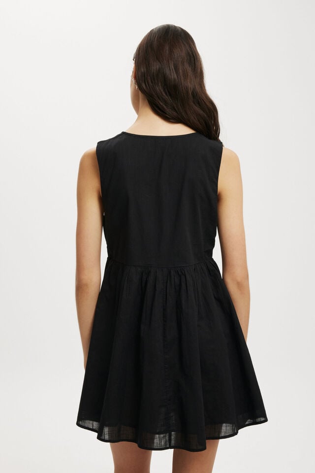 Casey Cutwork Mini Dress, BLACK