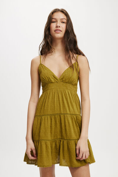 Stella Tiered Mini Dress, OLIVE