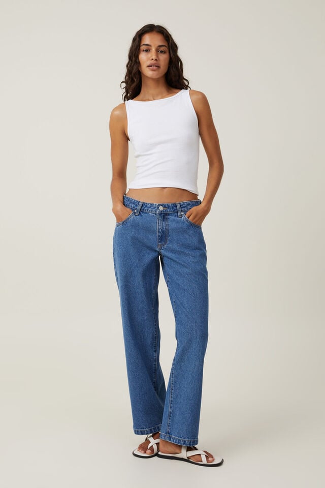 Low Rise Straight Jean Asia Fit, SEA BLUE
