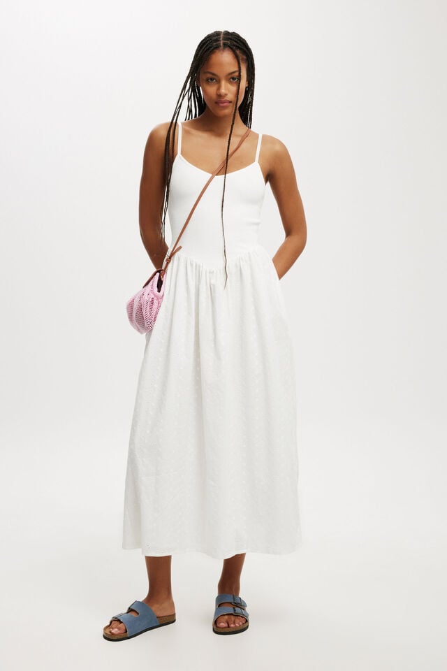 Romee Maxi Dress, WHITE/BRODERIE