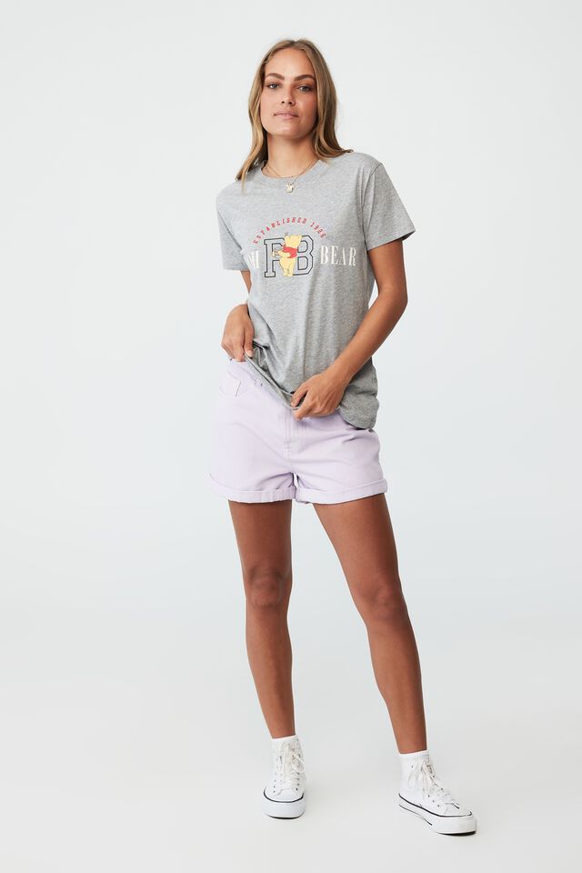 Classic Disney T Shirt, LCN DIS POOH BEAR COLLEGIATE/GREY MARLE