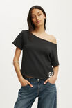 The Sporty Off Shoulder Graphic Tee, ATHS DEPT/WASHED BLACK - example image 1