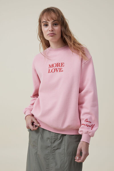 Moletom - Classic Graphic Crew Sweatshirt, MORE LOVE/PINK CRUSH