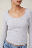 Staple Rib Scoop Neck Long Sleeve Top, GREY MARLE II - alternate image 4