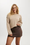 Roll Over Boat Neck Pullover, MID TAUPE - alternate image 1