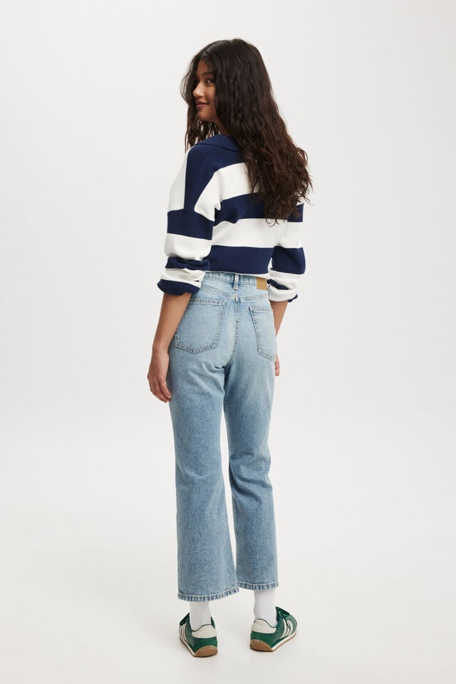 Stretch Bootcut Crop Jean, BELLS BLUE