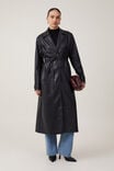 Brooklyn Faux Leather Trench Coat, BLACK - alternate image 1