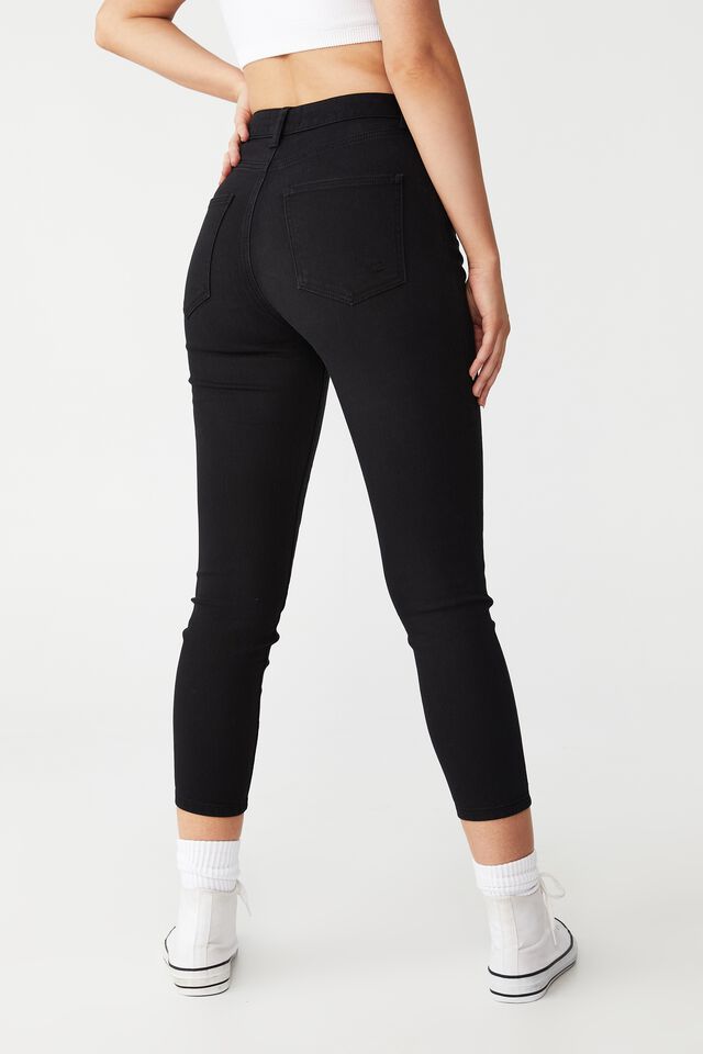 Mid Rise Cropped Super Stretch, BLACK POCKETS