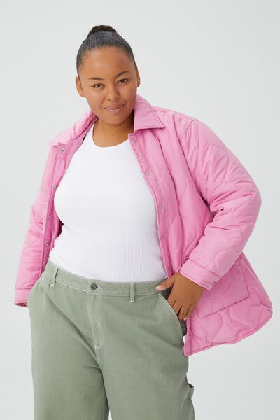 Curve Quilted Shacket, JOY PINK