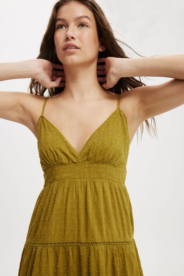 Stella Tiered Mini Dress, OLIVE