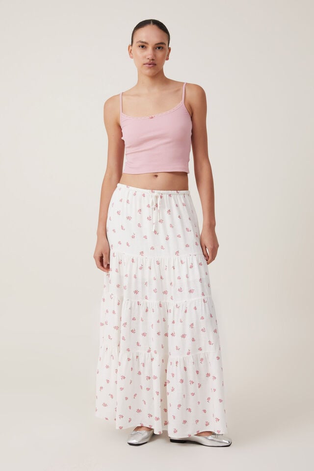 Haven Tiered Maxi Skirt, SULLY DITSY PORCELAIN