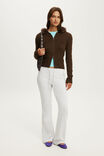 Fluffy Knit Zip Hoodie, DARK OAK - example image 2