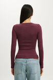 Blake Rib Scoop Henley Long Sleeve, LISA STRIPE SOUR CHERRY/PINK BERRY - example image 3