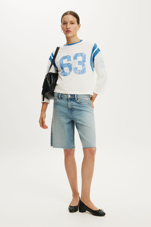Baggy Denim Short, COVE BLUE RAW