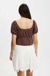 Mila Tie Front Short Sleeve Top, CHOCOLATE - alternate image 3