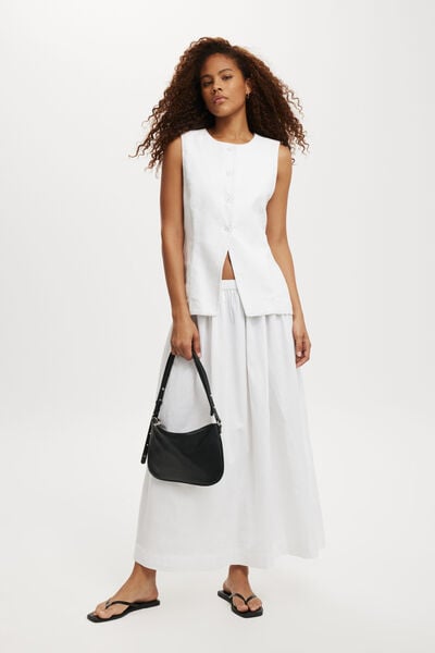 Lea Full Circle Maxi Skirt, WHITE