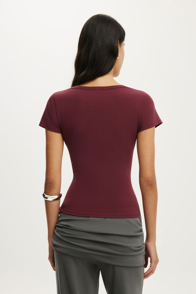 Everyday Smooth Scoop Neck Tee, SOUR CHERRY