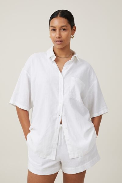 Blusa - Haven Short Sleeve Shirt, WHITE