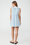 Woven Verity Slvless Collar Mini Dress, LIGHT CHAMBRAY BLUE