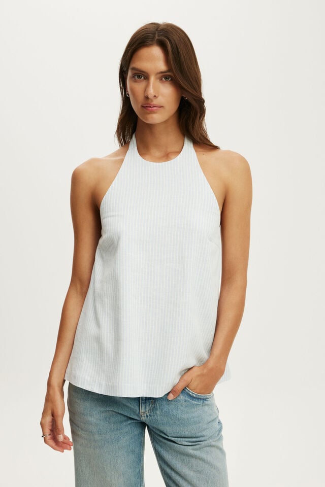 Haven Halter Top, JAMIE STRIPE ICED MARINE