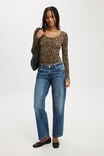 Staple Rib Scoop Neck Long Sleeve Top, KATE LEOPARD - alternate image 2