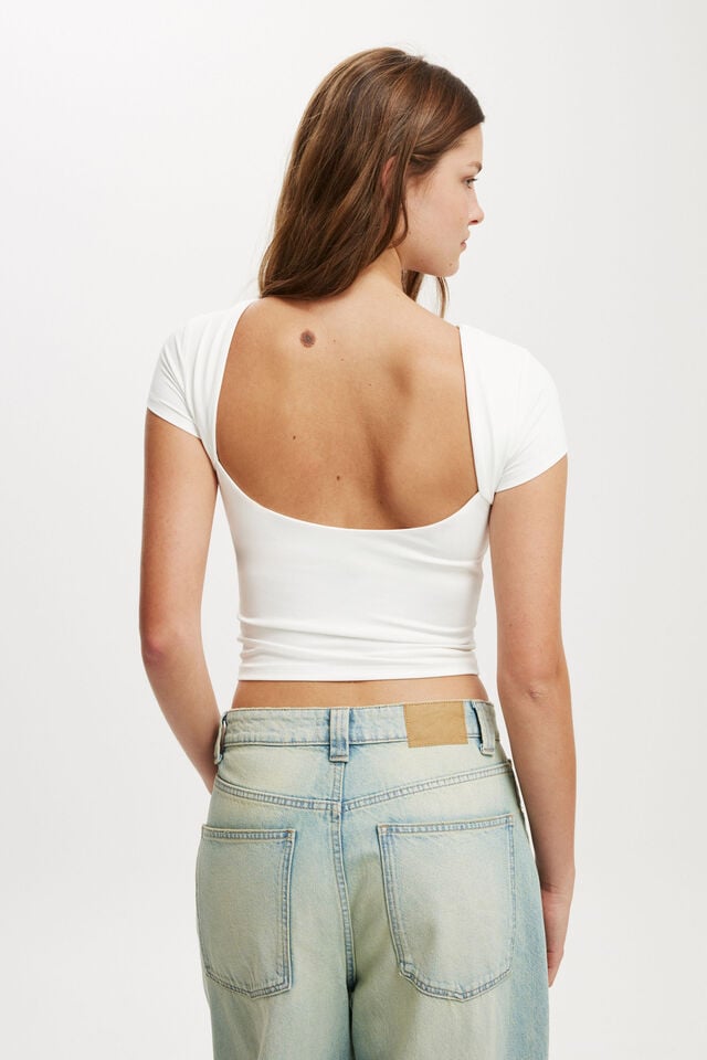 Cleo Low Back Tee, VINTAGE WHITE