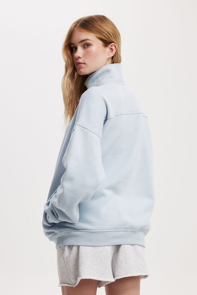 Classic Fleece Oversized Half Zip Sweatshirt, COASTAL BLUE