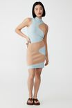 Petite Amara Mock Neck Mini Dress, WINONA WAVE BELLE BLUE/LINEN TAUPE