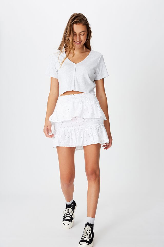 Ellie Broderie Mini Skirt, WHITE