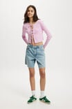 Essential Triple Tie Crew Cardigan, PINK - alternate image 2