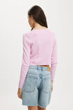 Essential Triple Tie Crew Cardigan, PINK - alternate image 3