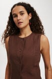 Sienna Linen Cotton Vest, CHOCOLATE - alternate image 4