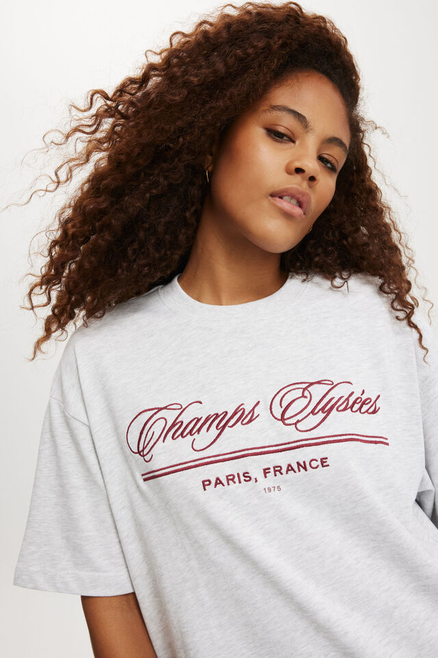 The Premium Boxy Graphic Tee, CHAMPS ELYSEES/ SOFT GREY MARLE