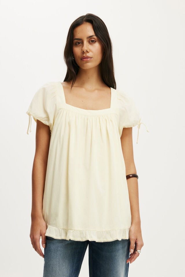 Eliza Babydoll Tunic Top, VANILLA GLOW