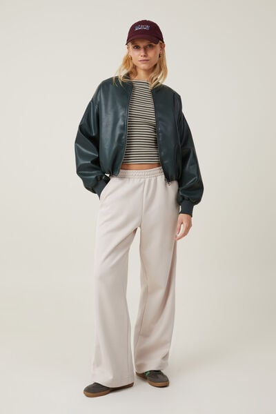 Retro Sporty Straight Leg Trackpant, STONE