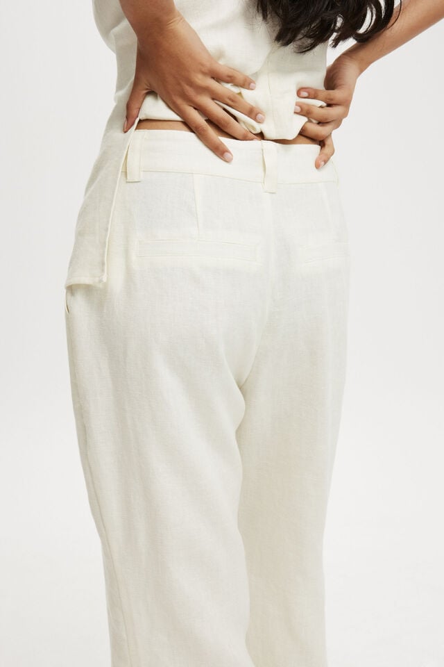 Elle Linen Flare Pant, LEMON ICING