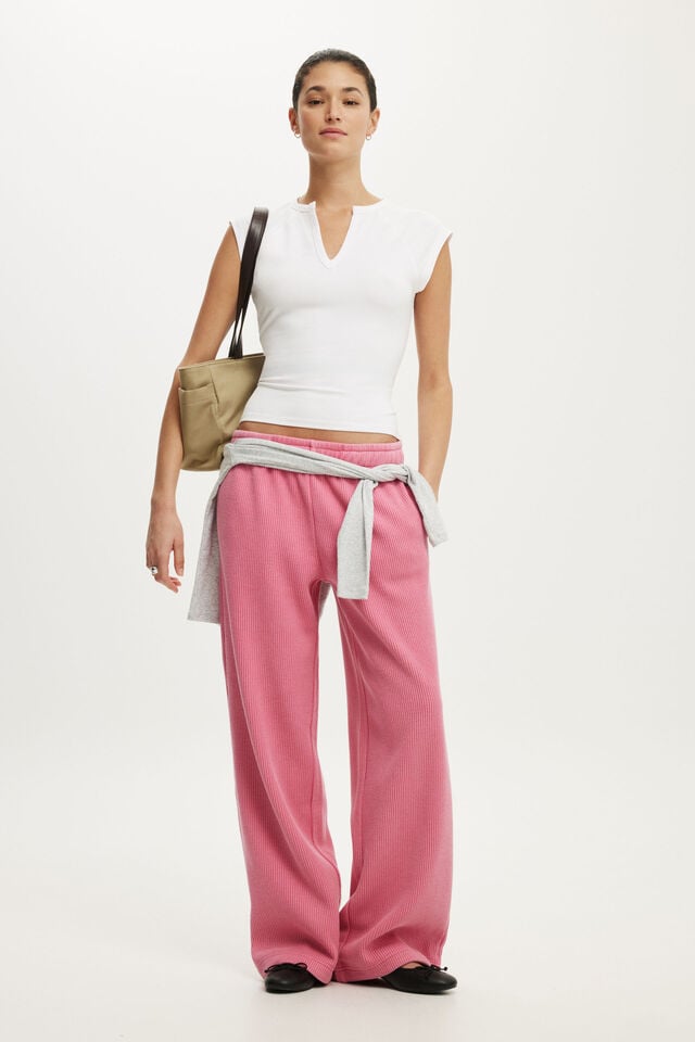 Waffle Sweatpant, WASHED BRIGHT PINK