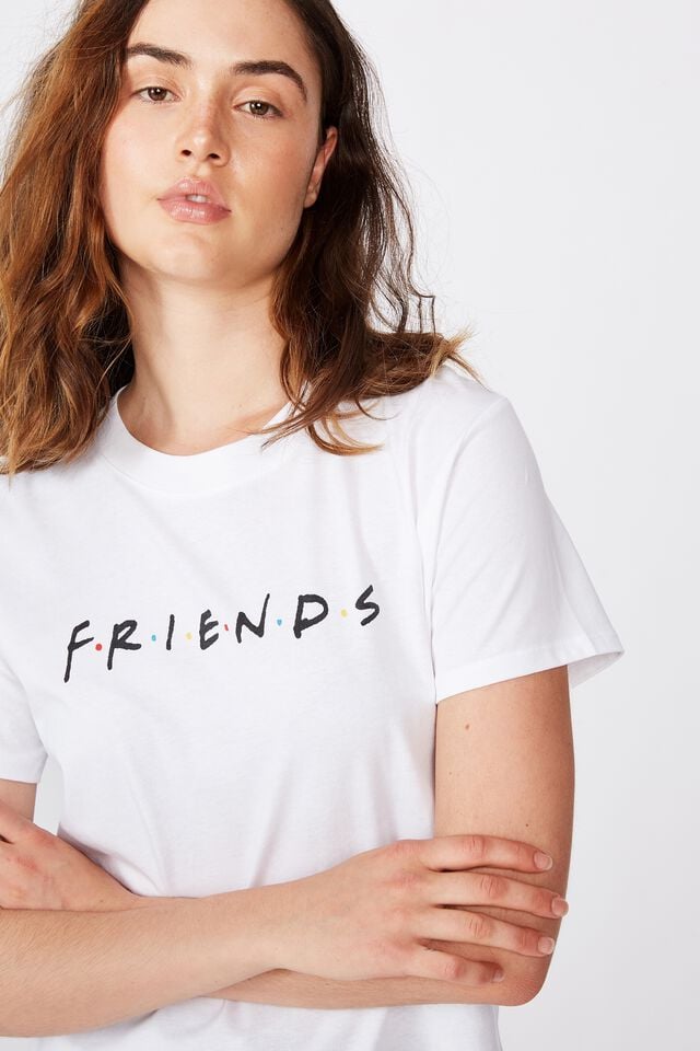 Classic Friends T Shirt, LCN WB FRIENDS LOGO WHITE