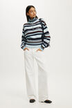 Gilmore Girls 1/4 Zip Knit, LCN WB BLUE/OAK STRIPE - example image 2