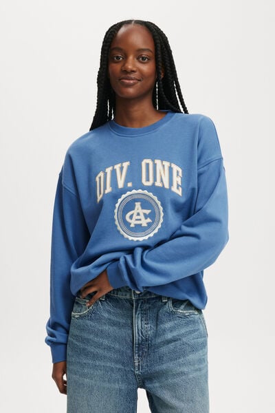 Classic Graphic Crew Sweatshirt, DIV ONE/AZURE BLUE