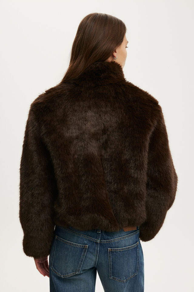 Malmo Faux Fur Jacket, COCOA BARK
