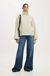 Funnel Neck Coat, OATMEAL - example image 2