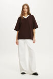 The Oversized V Neck Tee, DARK OAK/ VINTAGE WHITE BIND - example image 2