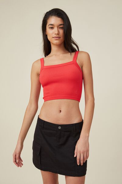 Seamless Nelly Straight Neck Tank, SUMMER RED