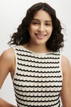 Crochet Maxi Dress, BLACK/WHITE SQUIGGLE STRIPE - alternate image 4