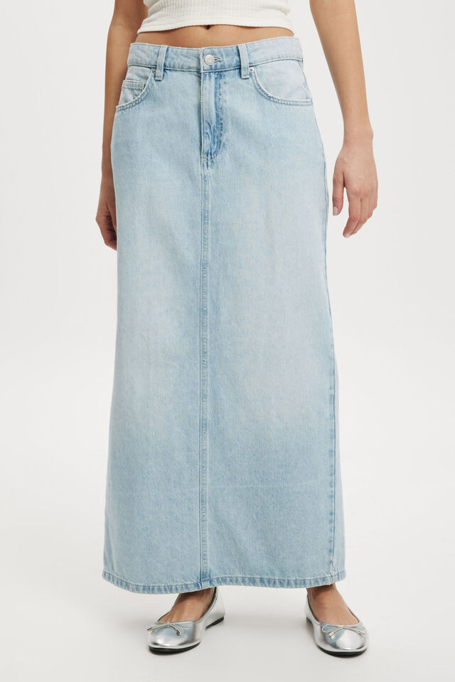 Saia - Blake Denim Maxi Skirt, CRYSTAL BLUE
