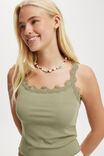 Tibby Lace Trim Tank, ARTICHOKE - alternate image 4