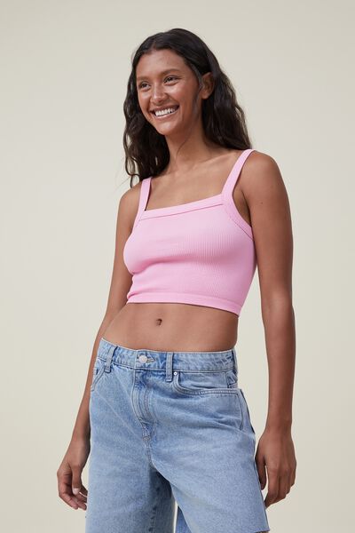 Seamless Nelly Straight Neck Tank, BUBBLY PINK